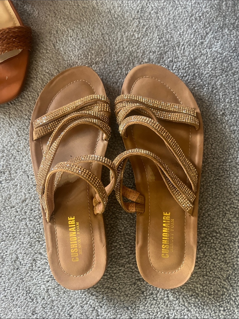 Cushionaire rose gold Tone Strappy Slide Sandals for Women